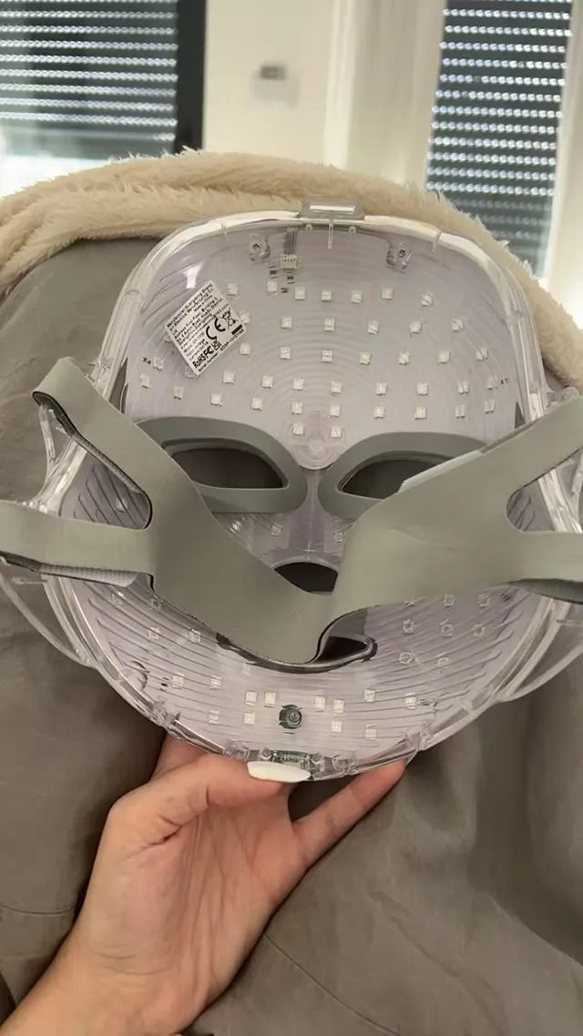 Inside of the mask showing the LED beads and grey adjustable straps